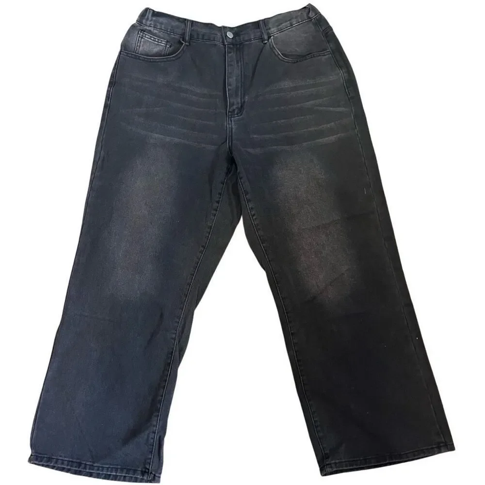 New SHEIN CURVE BLACK WIDE LEG JEANS 1x - Picture 9 of 9